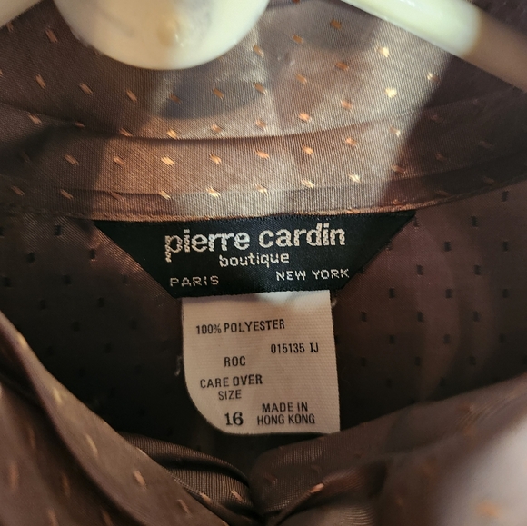 Pierre Cardin Women's Brown Gold Metallic Mock Neck Top Size 16 - Picture 4 of 4